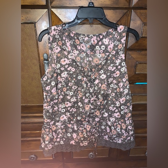 Women's Sonoma Sleeveless Floral Cotton Top Blouse  Size Large - Picture 3 of 7